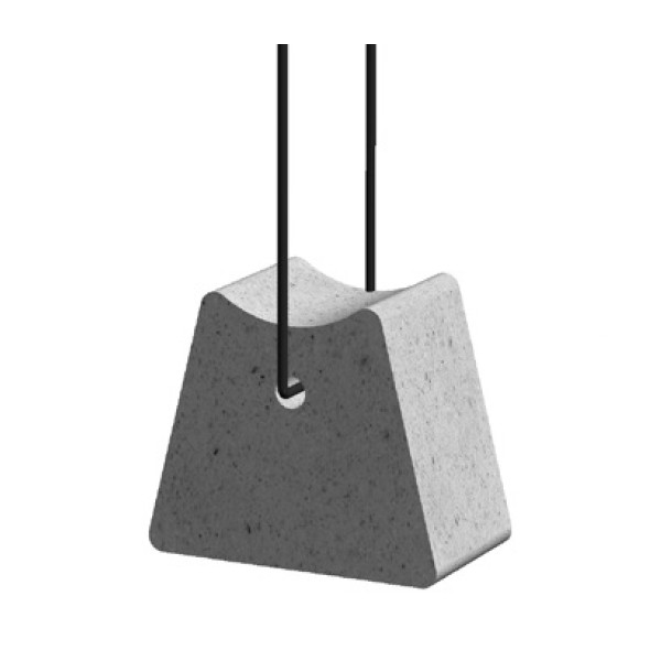 Fibre concrete spacer with wire