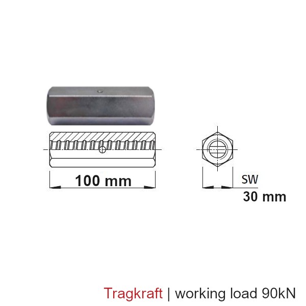 Coupling nut - Hexagonal