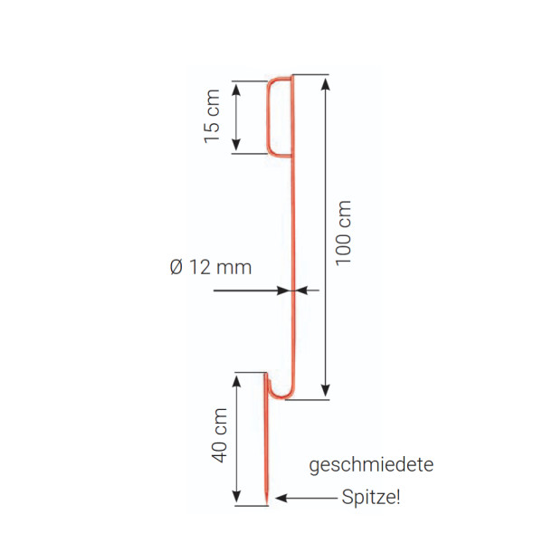Lattenpfahl mit 1 Bügel Ø 12 mm