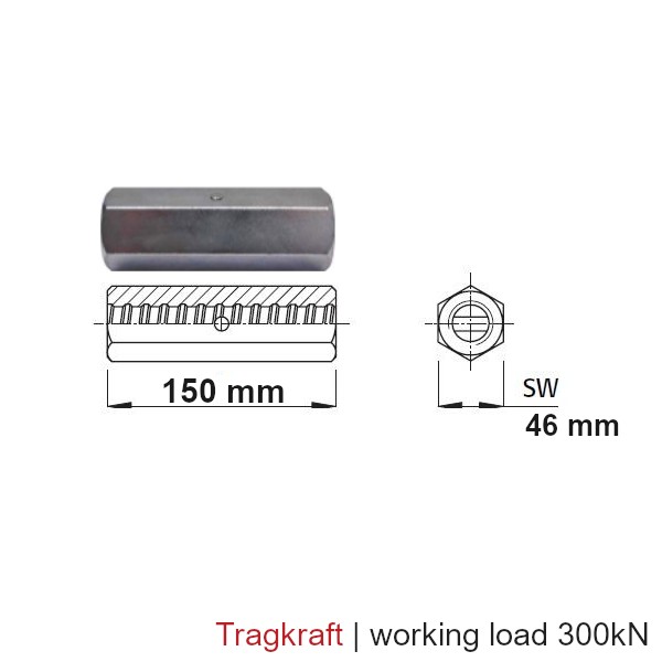 Coupling nut - Hexagonal